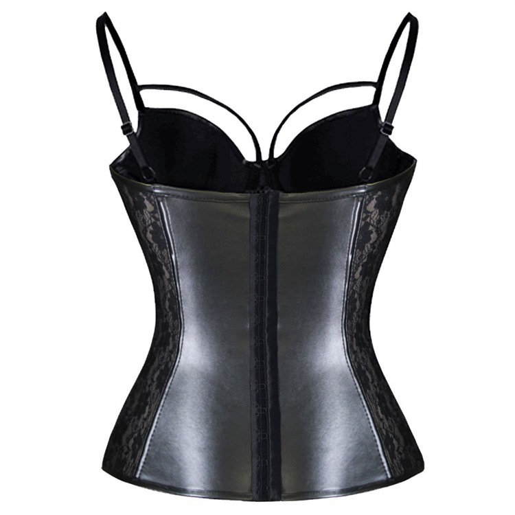 F9085 Women Sexy Lace Boned Overbust Corset Black Bustier